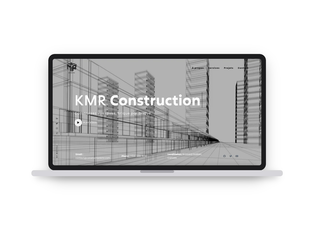 KMR Construction website created by IMZDesigns, shown on desktop