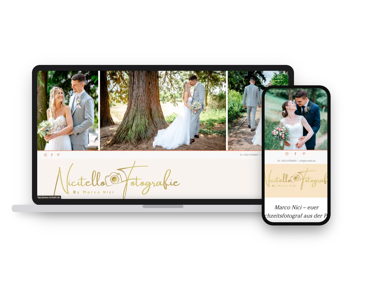 Nicitello Fotografie website created by IMZDesigns, shown on desktop and mobile