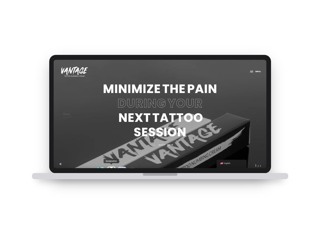 Vantage Tattoo Numbing website created by IMZDesigns, shown on desktop